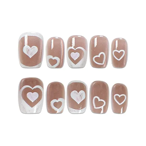 Yun Yue Joe Живой Сердце Кошачий глаз False Nail Розовый День святого Валентина Фестиваль Циси Короткий LADDER 15mm