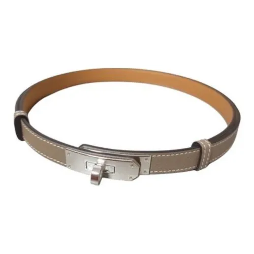 HERMES Металл Кожаные ремни Женские Коричневый
