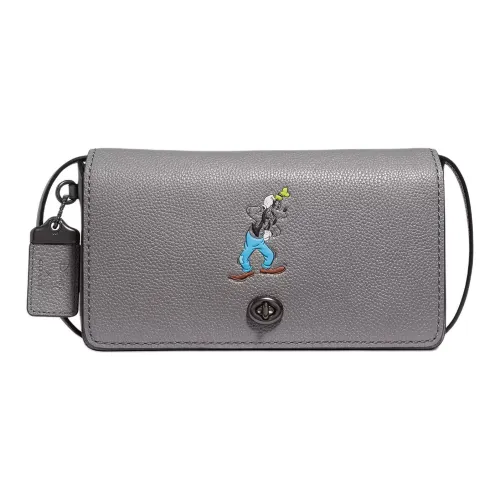 COACH Disney Collaboration Dinky Полированная кожа с галькой Сумка через плечо Средняя Женская Серый