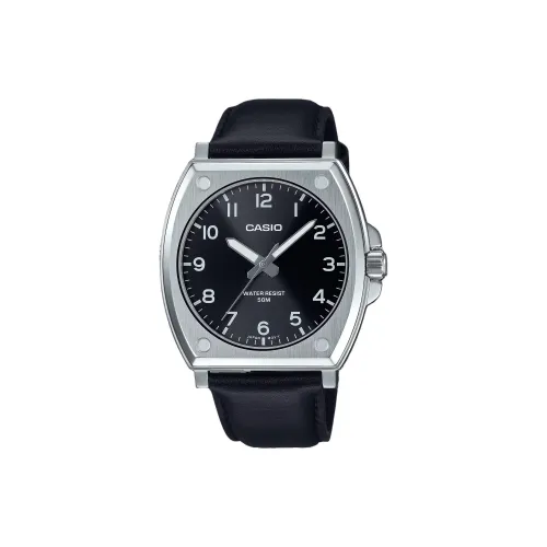 CASIO Standard Series Кварцевый механизм Естественная кожа Ремешок Часы Унисекс Черный циферблат