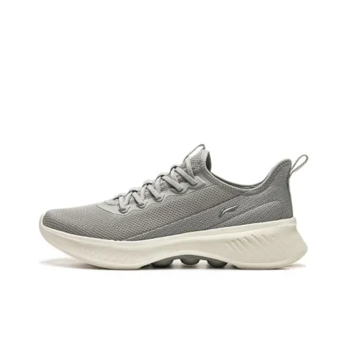 LiNing Slip-resistant и дышащий низкий топ повседневная беговая обувь мужская серый