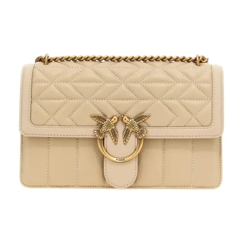 PINKO Козья кожа Сумка через плечо Стандартная Женская Бежевая