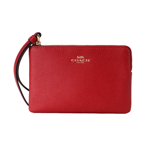 COACH Крестообразная текстура кожа кошелек для монет клатч мини женский красный