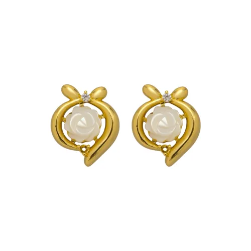 HQCMLA Mother Of Pearl Stud Earrings Women's White