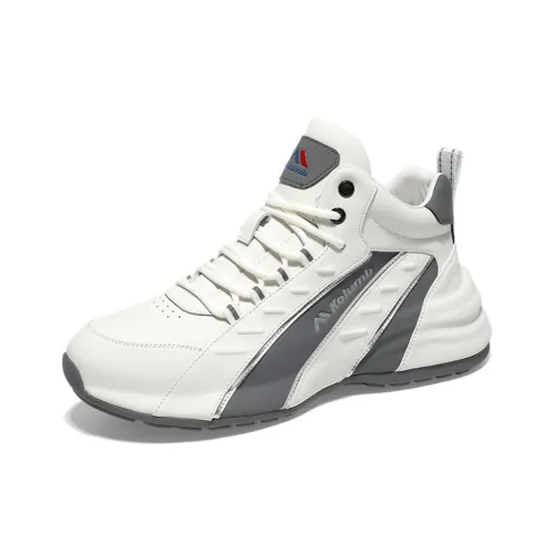 KOLUMB Амортизация Противоскользящий Увеличение Высоты MID Топ Повседневный Мужской Белый Серый