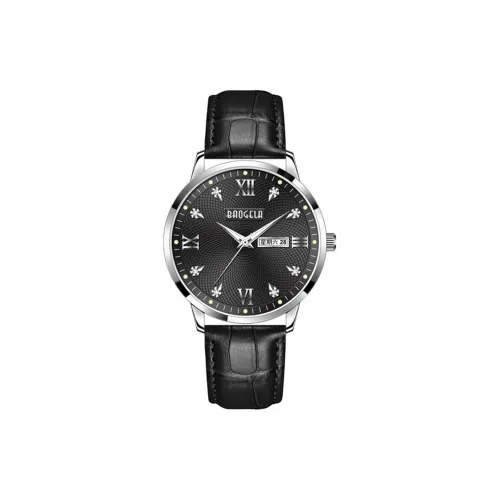 BAOGELA Кварцевый механизм кожаный ремешок мужские часы черный циферблат