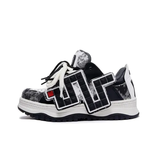 MC DOS Gourmand Знак Змеи Пухлые туфли Anti Slip и износостойкие визуально увеличивают рост Низкие кроссовки для скейтбординга Унисекс Черный