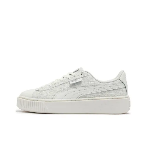 PUMA Basket Abrasion Resistant Низкие Кроссовки для скейтбординга Женские Серый Белый