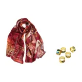 Бургундский подарочный набор (случайный шелковый шарф с пряжкой)