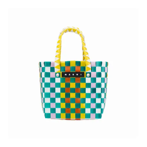 Marni Полипропиленовая с коровьей кожей одно плечо сумка экстра мини детский зеленый белый желтый розовый