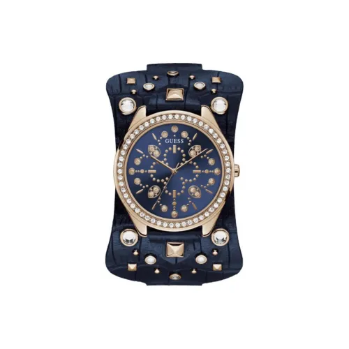 GUESS Женские часы Кварцевый механизм ремень из натуральной кожи синий циферблат 45 мм