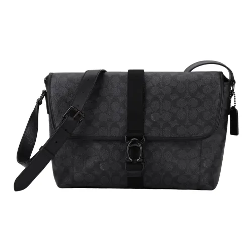 COACH BECK Искусственная кожа Курьерская сумка Сумка через плечо Стандартная Мужская Угольный черный