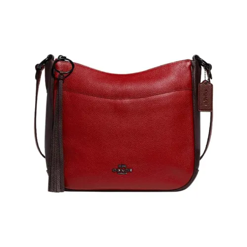 COACH Chaise Полированная кожа GRAIN LEATHER Сумка через плечо Большая Женская Бордовая