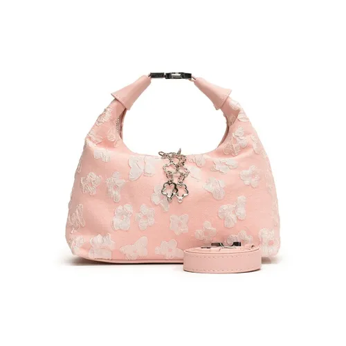 NOMK Холст Сумка Сумка через плечо для подмышек Женская Розовая Черная Экрю