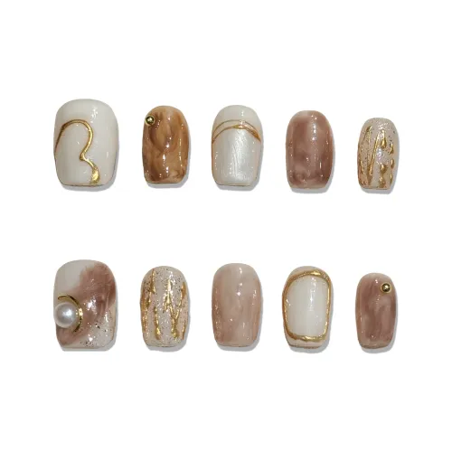 XIAMEIYU Chocolate Sweetheart 3D-эффект Бант False Nail Короткий Белый Телесный Стиль Instagram 13mm 10 шт