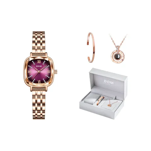 DOM Кварцевый механизм стальной ремешок женские часы фиолетовый циферблат
