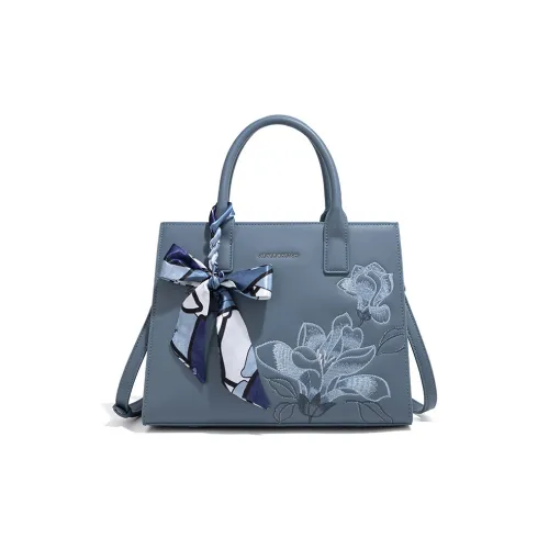 CLEVER KETCH ПУ (полиуретан) Сумка Тоут Сумка Сумка через плечо Сумка на плечо Средняя Женская Синий Экрю