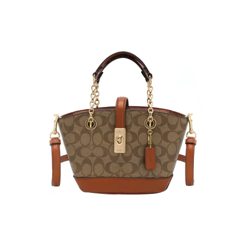 COACH Lane Коровья кожа Цепочка Сумка-ведро Сумка через плечо Маленькая Женская Коричневая