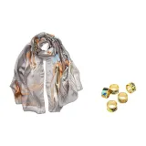 Коричневый серый Подарочная коробка Набор (Случайный шелковый шарф, пряжа)