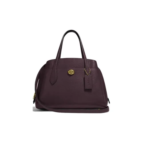 COACH Lora Полированная кожа с галунком сумка через плечо большая женская бордовая