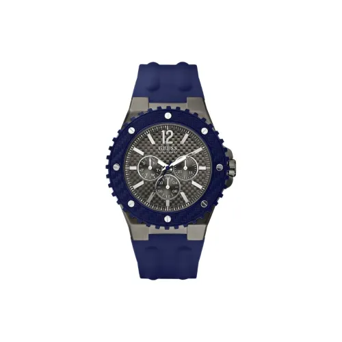 GUESS Наручные часы Кварцевый механизм Резиновый ремешок 45 мм Серый циферблат Мужские часы