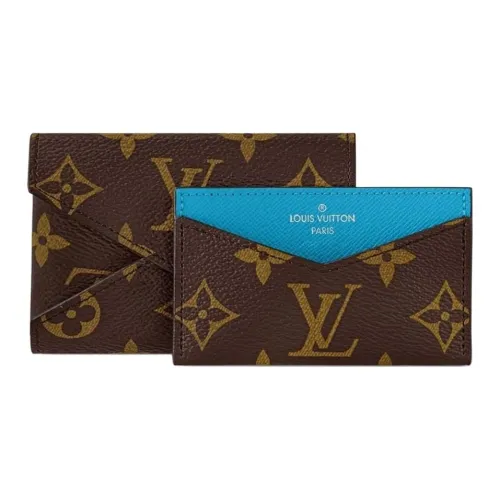 LOUIS VUITTON Kirigami Кожаная отделка Держатель для карт Женский Синий и Коричневый