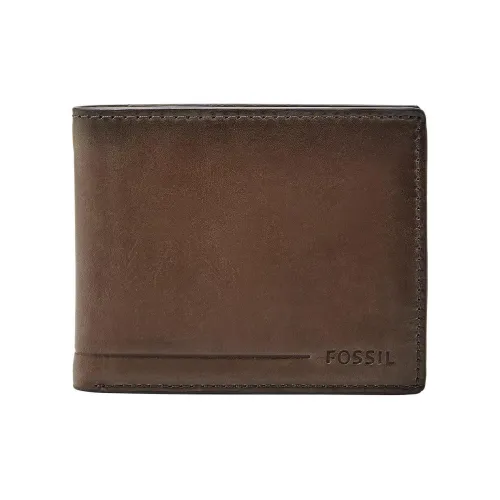 FOSSIL Кожа Кошелек Мужской Темно-коричневый