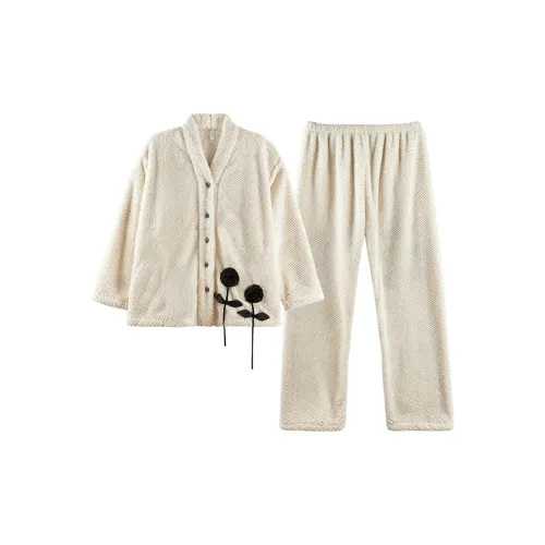 Q'NIANMA Пижамный комплект женский бежевый желтый