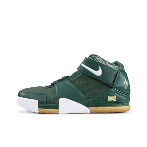 Nike Lebron 2 Амортизация Износостойкий MID Топ Баскетбольные кроссовки Унисекс Зеленый Белый