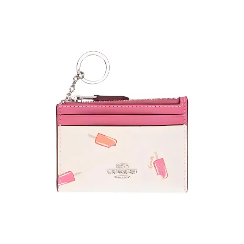 COACH Skinny Id Case PVC Картхолдер Мелочь Кошелек Мини Женские Белый Многоцветный