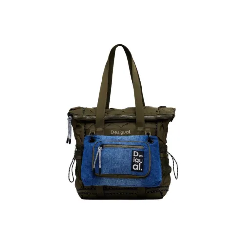 Desigual Ткань Рюкзак Сумка Средний Женский Зеленый Кофейный