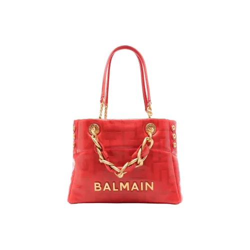 BALMAIN 1945 Коровья кожа Тоут Сумка Сумка для покупок Сумка Сумка через плечо Маленькая Женская Ярко-красная