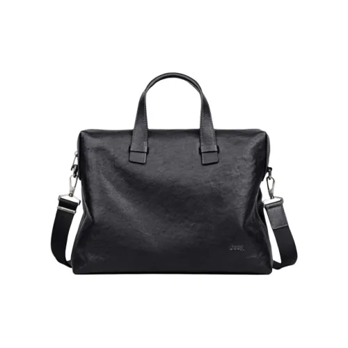 JEEP Сумка через плечо из крупнозернистой текстуры коровьей кожи большая мужская черная