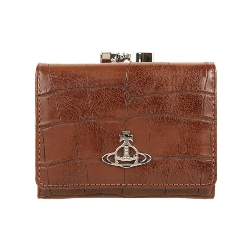 Vivienne Westwood Крокодиловый узор Тисненая кожа Кошелек Мини Женский Коричневый