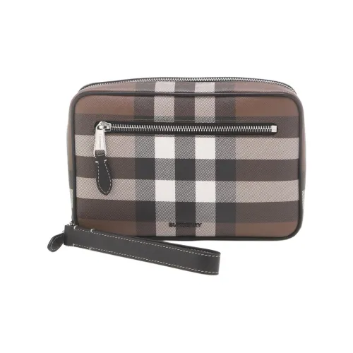 Сумка через плечо из холста и кожи Burberry клатч мужской цвет березовый темно-коричневый