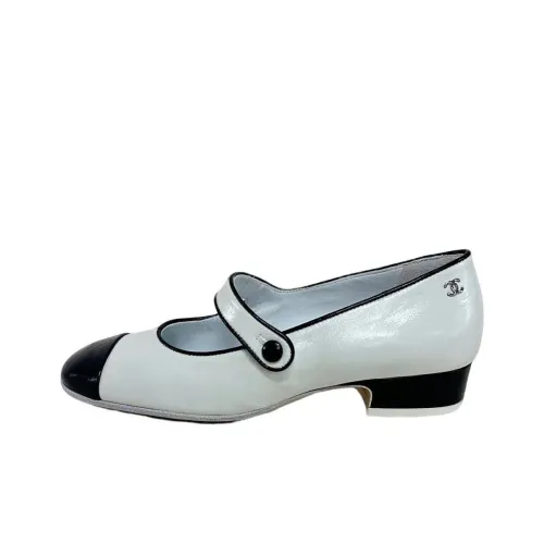 CHANEL Туфли Мэри Джейн с грубым каблуком женские светло-синие