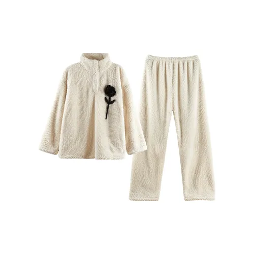 Q'NIANMA Пижамный комплект женский бежевый желтый