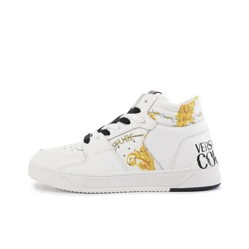VERSACE JEANS COUTURE Высокие кроссовки для скейтбординга Мужские Белое золото