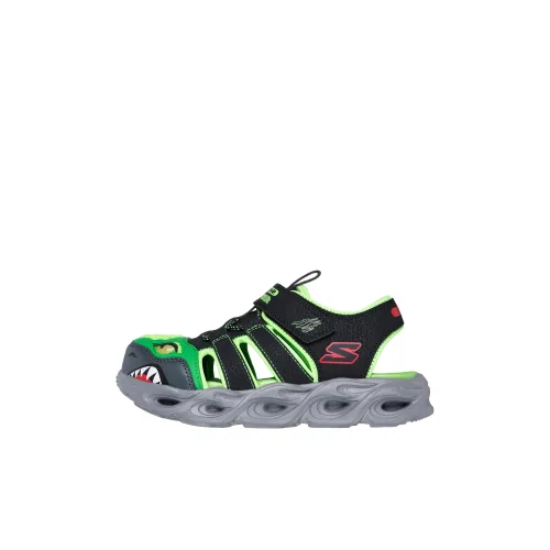Skechers Kids S Lights Slip-Resistant и Breathable Low-Top Children's Sandals Black Green для детей 3-7 лет