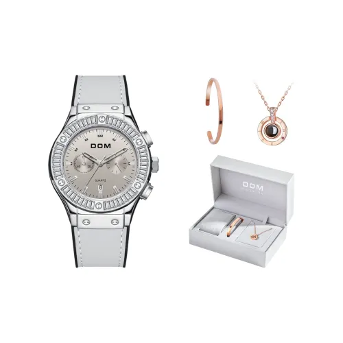 DOM Кварцевый механизм часы с натуральной кожей ремешок женские часы белый циферблат