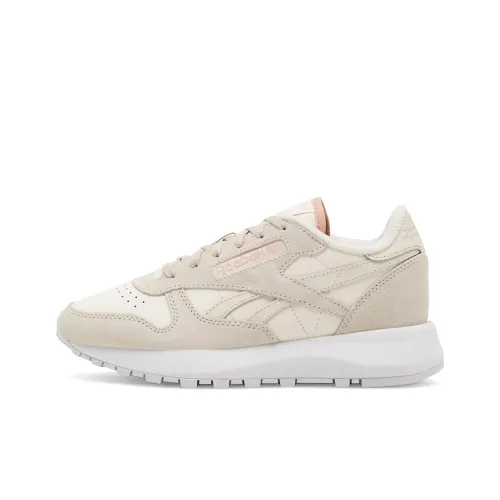 Reebok Classic Leather Low Топ Беговые кроссовки Женские Бежевый