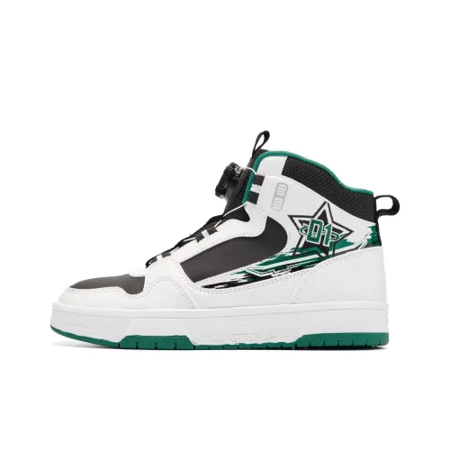 QIAODAN Детские Скейтбординги High Top Jordan Белый/Клевер Зеленый Школьный возраст