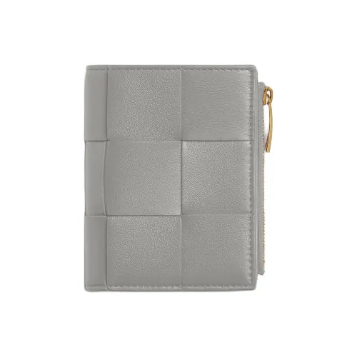 Bottega Veneta Cassette Sheepskin Wallet Маленький Women's Silver Серый Небесно-голубой