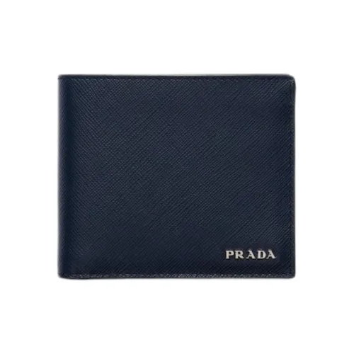 PRADA Кожа Кошелек Мужской Морской Синий и Светло-Серый