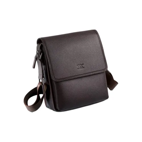 SEPTWOLVES Сумка через плечо из коровьей кожи среднего размера мужская кофейного цвета