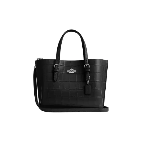 COACH Mollie Кожа Тоут Сумка Сумка для покупок Сумка через плечо Сумка среднего размера Женская Черная