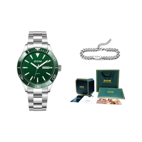 DOM Механический механизм ремешок из нержавеющей стали мужские часы зеленый циферблат