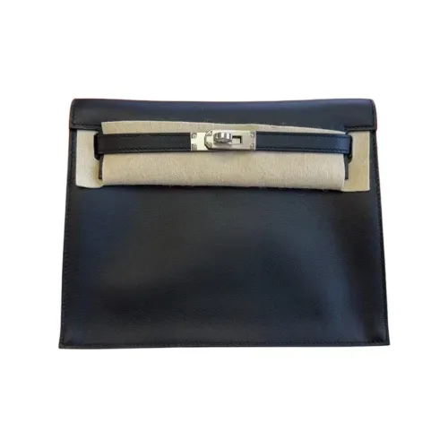 HERMES Kelly Danse Swift Кожа Одно плечо Через плечо Клатч Унисекс 89 Nior Черный