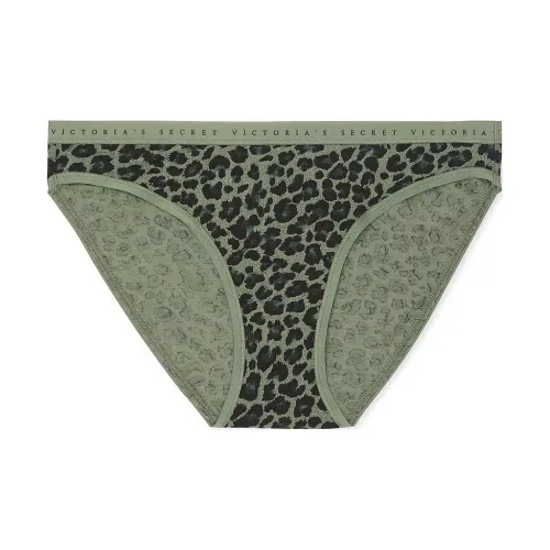 Victoria's Secret Эластичный хлопок Бикини Panty Зеленый Леопард Нижнее белье Женские 1 упаковка Зеленый Леопард с принтом
