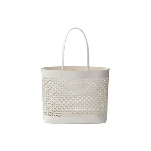 PRADA Кожа Тоут Сумка Сумка для покупок Сумка на плечо Сумка Большая Женская Белая